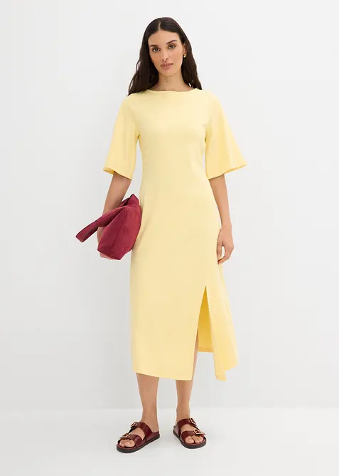 Abito con spacco in jersey di puro cotone biologico, bonprix