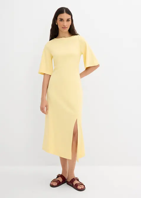 Abito con spacco in jersey di puro cotone biologico, bonprix