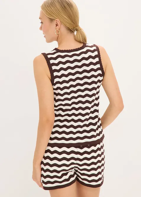 Top in maglia misto lino, bonprix