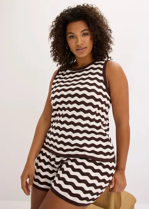 Top in maglia misto lino, bonprix