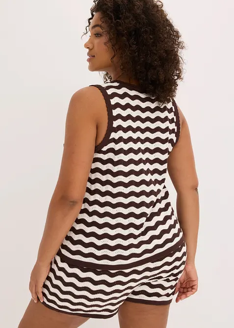 Top in maglia misto lino, bonprix