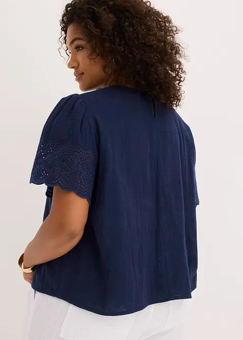 Blusa a maniche corte in mussola fersca e leggera, bonprix
