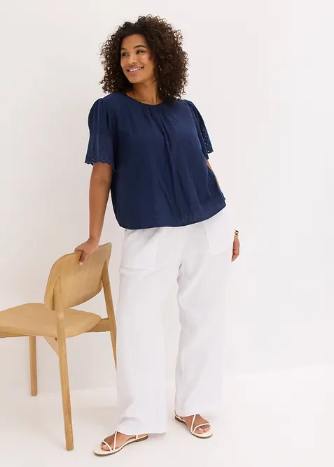 Blusa a maniche corte in mussola fersca e leggera, bonprix