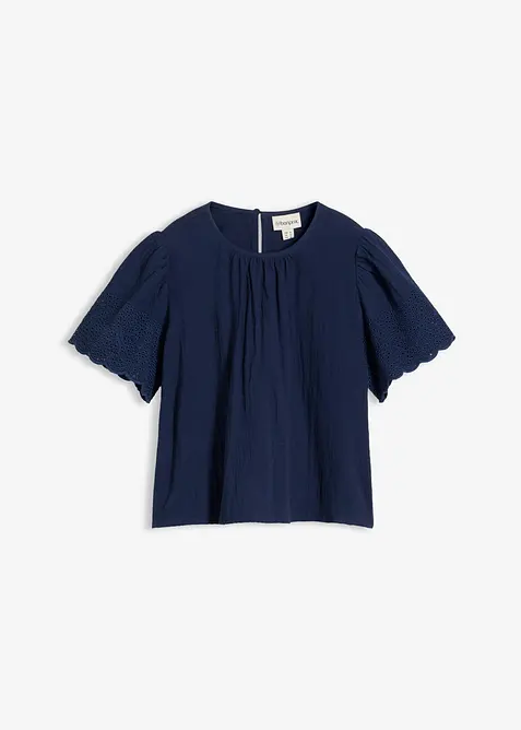 Blusa a maniche corte in mussola fersca e leggera, bonprix