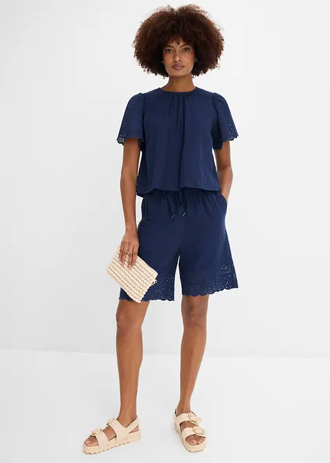 Blusa a maniche corte in mussola fersca e leggera, bonprix