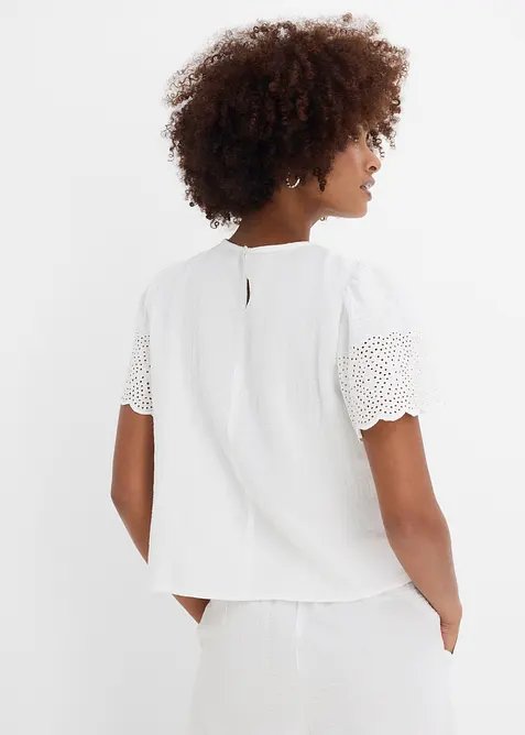 Blusa a maniche corte in mussola fersca e leggera, bonprix