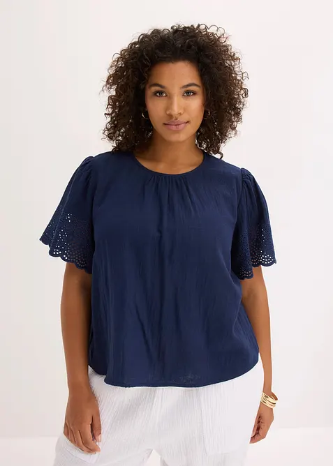 Blusa a maniche corte in mussola fersca e leggera, bonprix