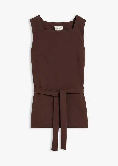 Top in piquet con cintura da annodare, bonprix
