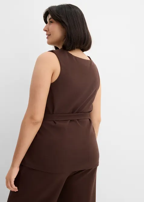 Top in piquet con cintura da annodare, bonprix