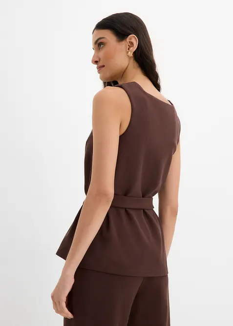 Top in piquet con cintura da annodare, bonprix