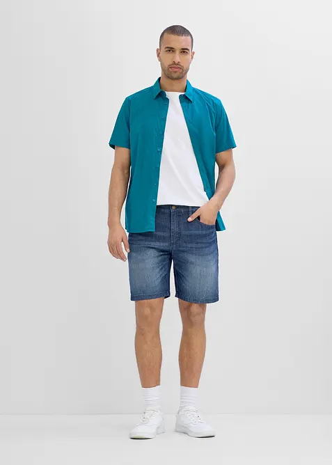 Camicia a maniche corte elasticizzata, slim fit, bonprix