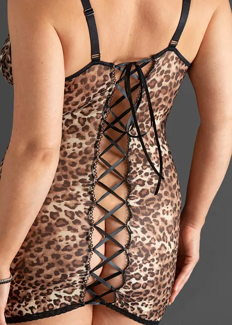Abito in mesh leopardato, bonprix