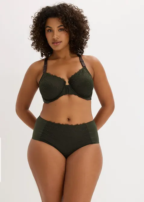 Culotte a vita alta con pizzo floreale, bonprix