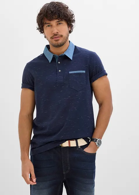 Polo con colletto in tessuto, bonprix