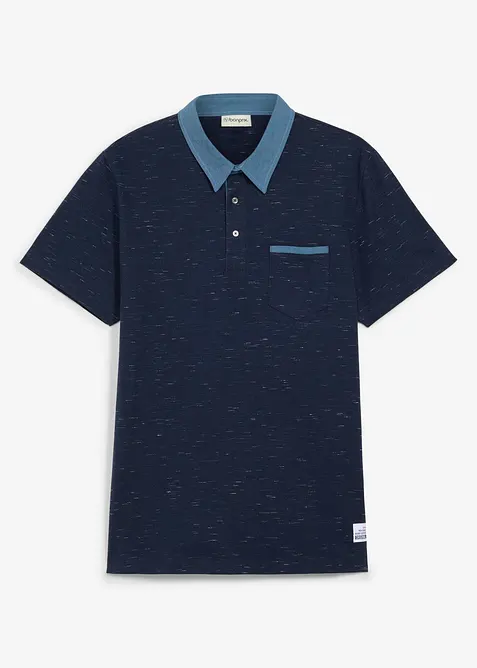 Polo con colletto in tessuto, bonprix