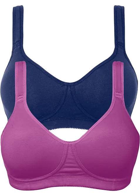 Reggiseno t-shirt senza ferretto con cotone (pacco da 2), bonprix