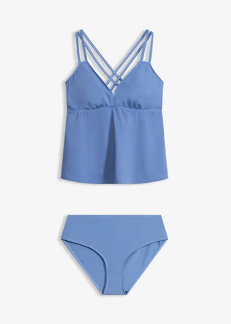 Tankini ad asciugatura rapida con spalline incrociate (set 2 pezzi), bonprix