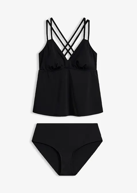 Tankini ad asciugatura rapida con spalline incrociate (set 2 pezzi), bonprix