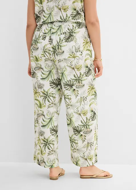 Pantaloni in misto lino fantasia, bonprix