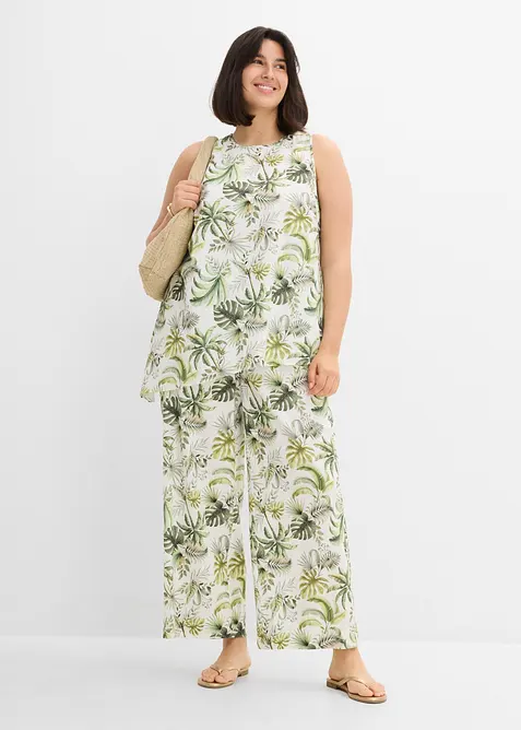 Pantaloni in misto lino fantasia, bonprix