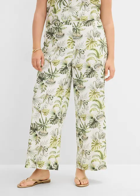 Pantaloni in misto lino fantasia, bonprix