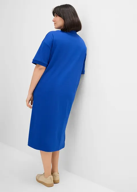 Abito midi in puro cotone biologico con colletto polo, bonprix