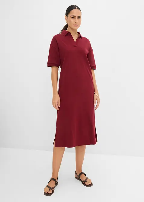 Abito midi in puro cotone biologico con colletto polo, bonprix