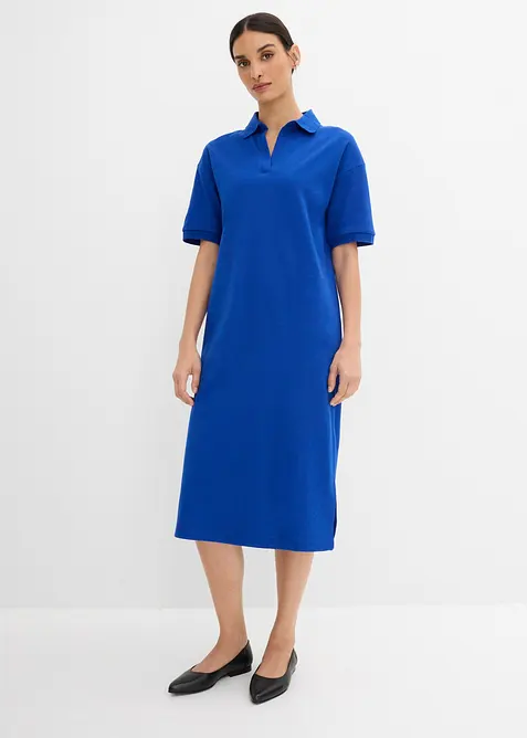 Abito midi in puro cotone biologico con colletto polo, bonprix