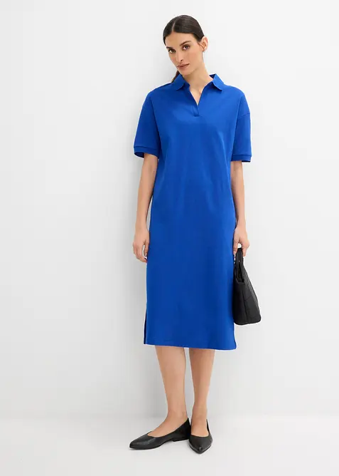 Abito midi in puro cotone biologico con colletto polo, bonprix