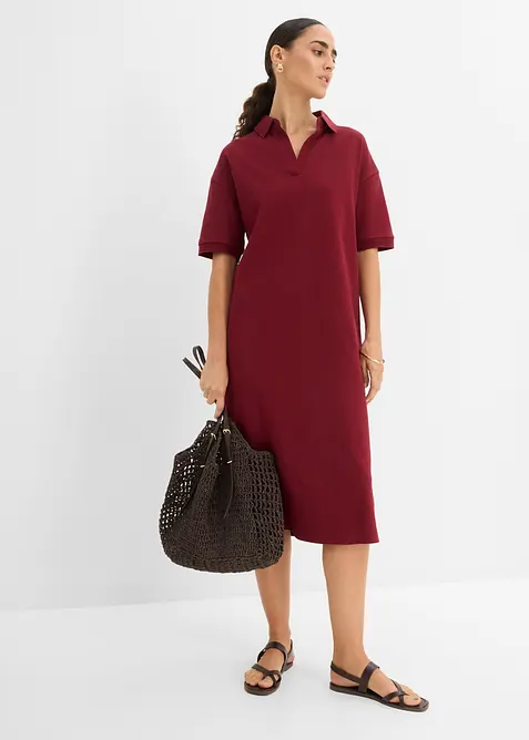 Abito midi in puro cotone biologico con colletto polo, bonprix