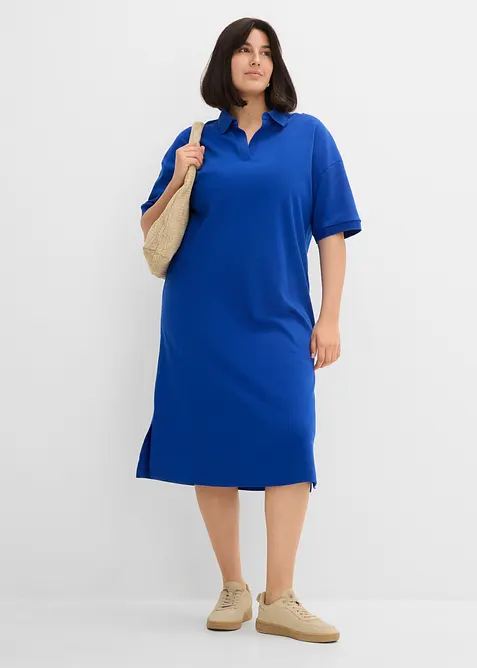 Abito midi in puro cotone biologico con colletto polo, bonprix