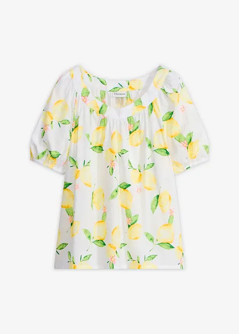 Blusa in puro cotone con maniche a palloncino, bonprix
