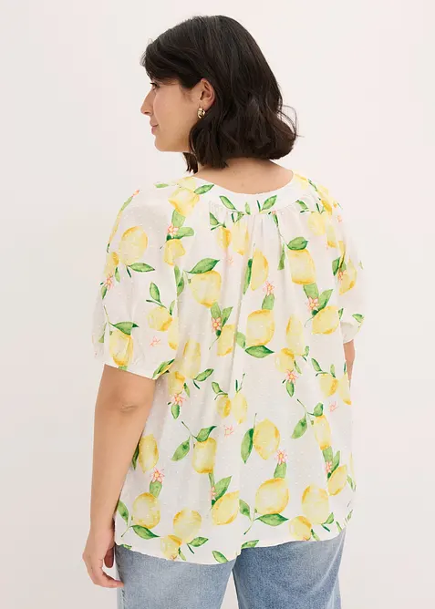 Blusa in puro cotone con maniche a palloncino, bonprix