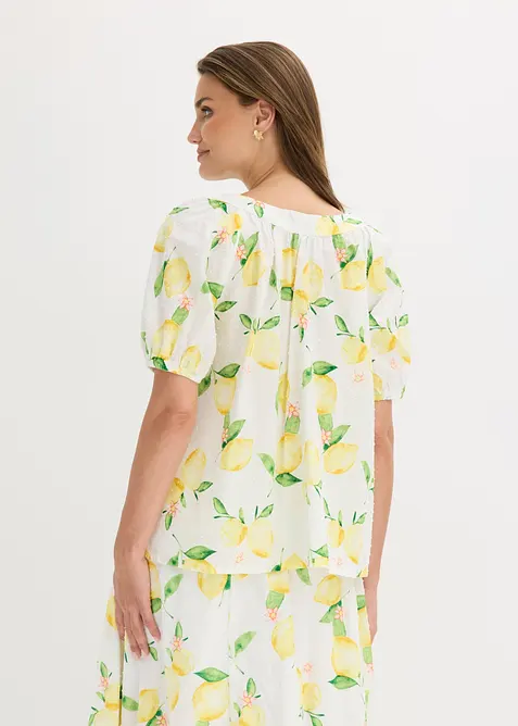 Blusa in puro cotone con maniche a palloncino, bonprix