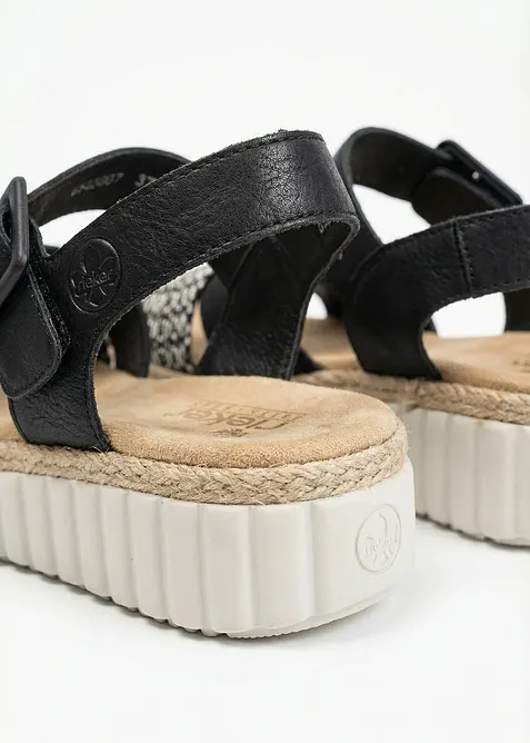 Sandali comfort Rieker con zeppa e soletta imbottita, Rieker