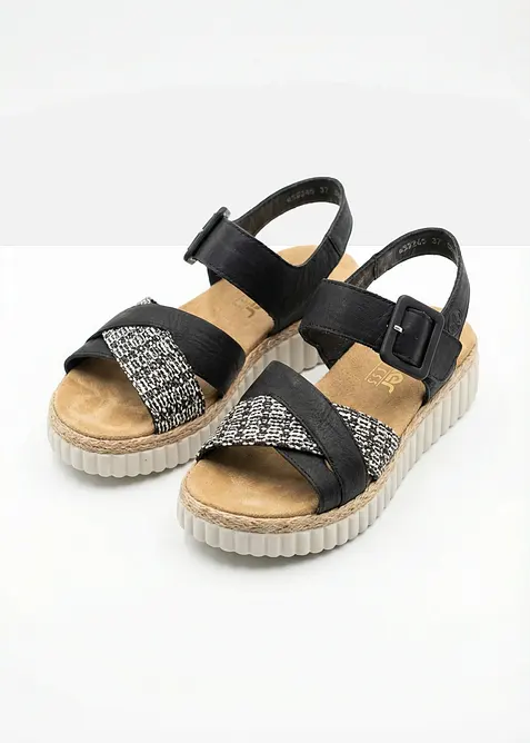 Sandali comfort Rieker con zeppa e soletta imbottita, Rieker