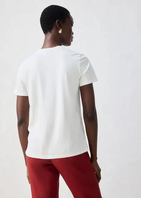 Maglia con percentuale di seta e bordo effetto uncinetto, bonprix