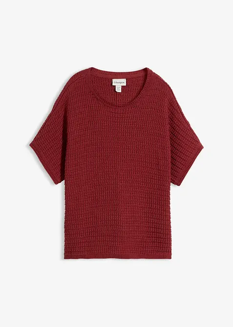 Maglione traforato in misto lino, bonprix