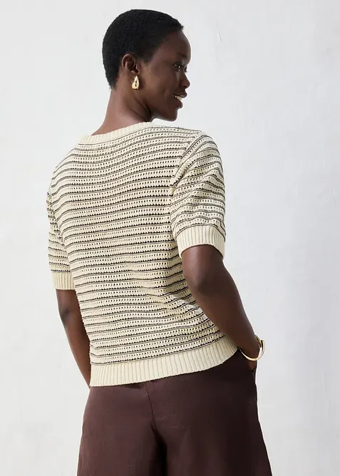Maglione traforato con lino, bonprix