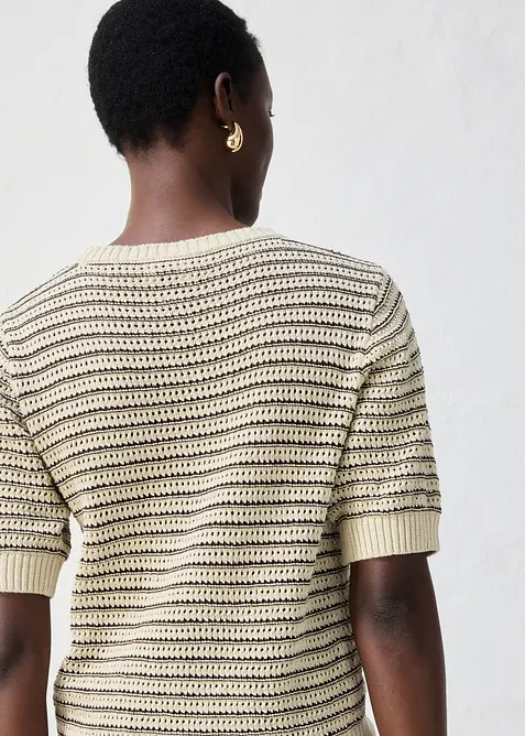 Maglione traforato con lino, bonprix