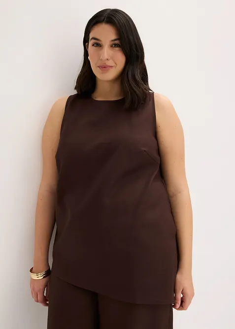 Top con misto lino, bonprix