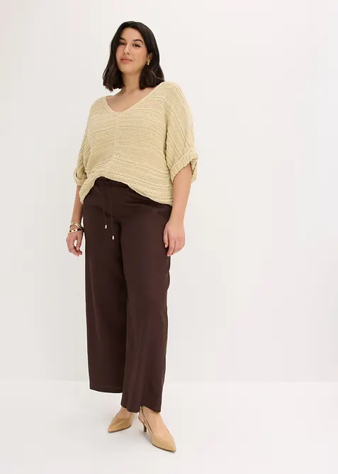 Pantaloni larghi in misto lino, bonprix