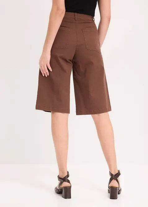 Bermuda wide leg in twill elasticizzato, bonprix