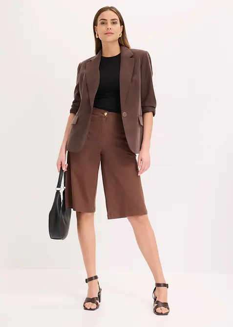 Bermuda wide leg in twill elasticizzato, bonprix