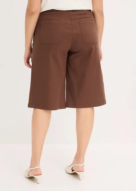 Bermuda wide leg in twill elasticizzato, bonprix