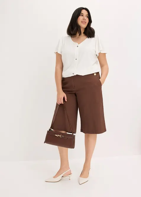 Bermuda wide leg in twill elasticizzato, bonprix