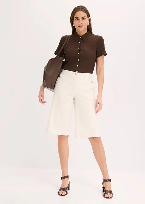 Bermuda wide leg in twill elasticizzato, bonprix