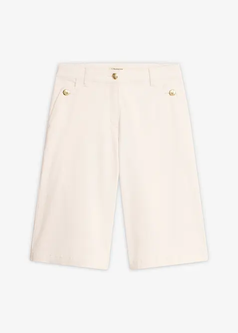 Bermuda wide leg in twill elasticizzato, bonprix