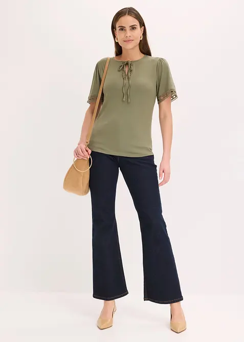 Maglia lunga con bordi in pizzo, bonprix