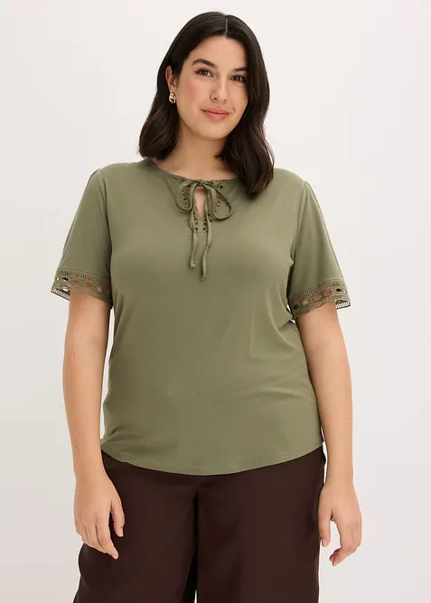 Maglia lunga con bordi in pizzo, bonprix